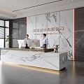 Modern company front desk background wall reception area bar desk reception desk hall simple lobby 3d model