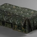Military Weapons Storage With Camouflage Cloth Covered Green Crates And Latches