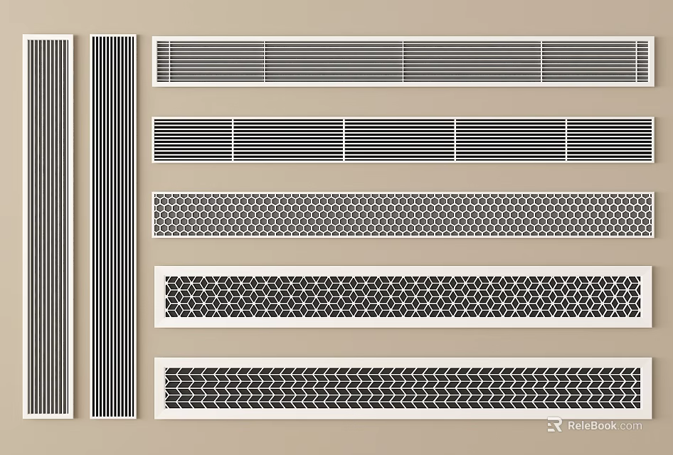 Different Styles of Decorative Air Conditioner Vents with Modern Grille Patterns 3d model 