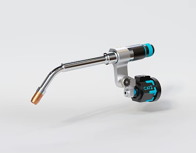 Industrial OXY Welding Torch with Silver Metal Rod Blue Black Components and Copper Nozzle 3d model