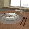 Elegant Dinnerware Set With Wooden Tabletop Napkin Cutlery Glassware And Dried Flowers