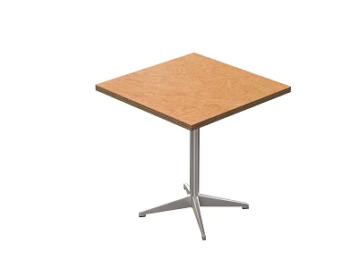 Modern Square Dining Table With Wooden Top And Metal Cross Legs 3d model