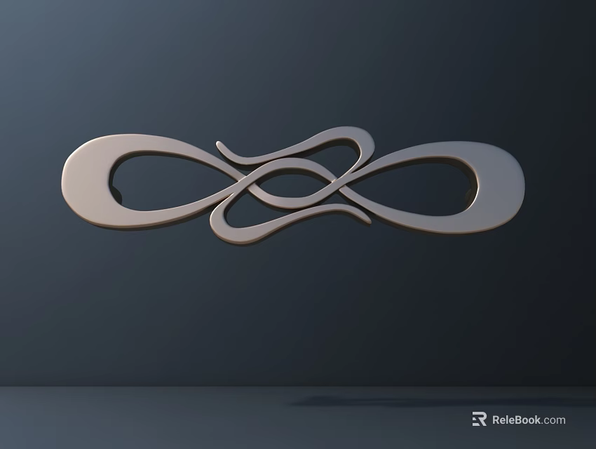 Modern Abstract Metal Sculpture Carving With Infinity Curved Design And Shiny Surface 3d model 
