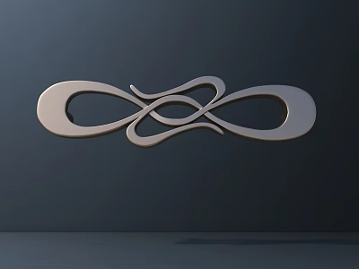 Modern Abstract Metal Sculpture Carving With Infinity Curved Design And Shiny Surface 3d model