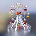 Colorful Amusement Park Ferris Wheel With Red Yellow Cabins And Steel Frame Outdoor Fun Rides