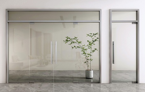 Modern glass door glass door glass double door office glass door glass single door shop glass door 3d model