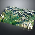 3D Landscape Design Model With Mountains Green Vegetation And Lakes 3d model