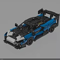 Blue Lego Race Car Model With Aerodynamic Design Rear Spoiler And Black Accents