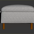 Light Gray Fabric Storage Ottoman With Upholstered Top And Wooden Legs