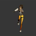 Overwatch Game Character Tracer In Dynamic Stance With Gear And Outfit