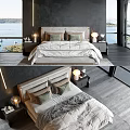 Modern Double Bed Bedroom With Cozy Bedding Pillows Nightstands And Window View