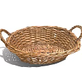 Natural Handwoven Wicker Basket with Handles for Home Storage and Decorative Use