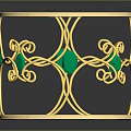 Gold Circular Jewelry With Intricate Openwork Design And Green Gemstone Inlays