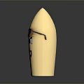 Golden Bullet Shaped Object With Glasses And Cartoon Grinning Face Blue Eyes