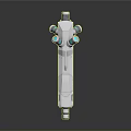Futuristic Sci Fi Energy Weapon With Blue Neon Lights Silver Gray Body And Scope