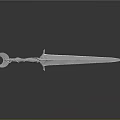 Silver Decorative Sword With Curved Hilt Ornate Handle And Slender Blade