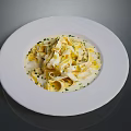 Creamy Fettuccine Pasta Topped With Fresh Herbs Served On White Plate For Flavorful Meal