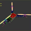 Colorful Quadcopter Drone Model With Blue Frame Yellow Propellers And Red Green Components
