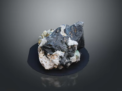 Natural Stone With Black And White Textured Surface Irregular Shape Decorative Sample 3d model