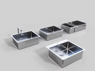 Stainless Steel Kitchen Sinks In Multiple Styles With Single And Double Bowl Designs 3d model