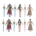 Game Movie Characters Featuring Various Armor Outfits And Weapon Designs