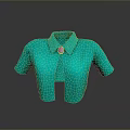 Stylish Green Collared Short Sleeve Shirt With Decorative Button Detail