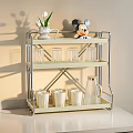 Decorative Ornament Set 3 Tier Metal Shelf with Vase Mickey Mouse Figurine Glass Cups Mugs