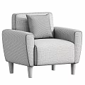 Cozy Cream Fluffy Lounge Chair With Accent Pillow And Wooden Legs Design