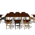 Dining Table And Chairs Set With Rectangular Wooden Top And Various Designs 3d model