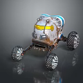 Terrain Exploration With Robotic Rover Featuring Large Treaded Wheels And Sturdy Structure 3d model