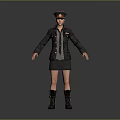 Game Movie Female Character Wearing Dark Uniform Coat Short Skirt Long Boots And Red Hat