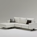White Modern Sectional Sofa Set With Accent Pillows And Chaise Lounge 3d model