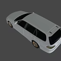 White Station Wagon Car With Sporty Red Black Rims And Front Headlights Design