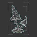 Red Low Poly Arbor Trees With Gray Trunks And Green Grass Base
