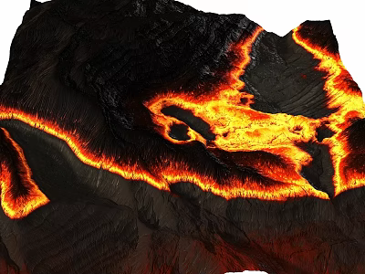 Volcanic Lava Flow With Bright Orange Glow And Molten Rock Formation 3d model