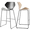 Modern Minimalist Bar Stools With Wooden Backrest Metal Frame And Two Tone Design