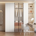 Wardrobe Cream Style Cloakroom Cream Style Wardrobe Wardrobe Dressing Table Desk 3d model