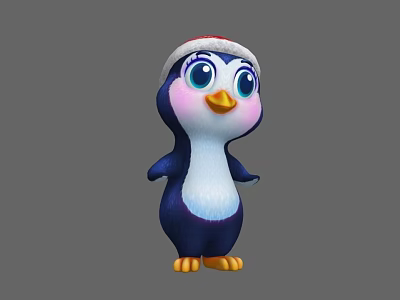 Cute Festive Cartoon Reptile Character Wearing Santa Hat With Big Eyes 3d model
