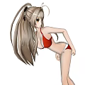 Game Movie Anime Character With Long Brown Hair Red Bikini Pose
