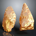 Two Golden Sculptures With Irregular Rough Texture Art Carving Design