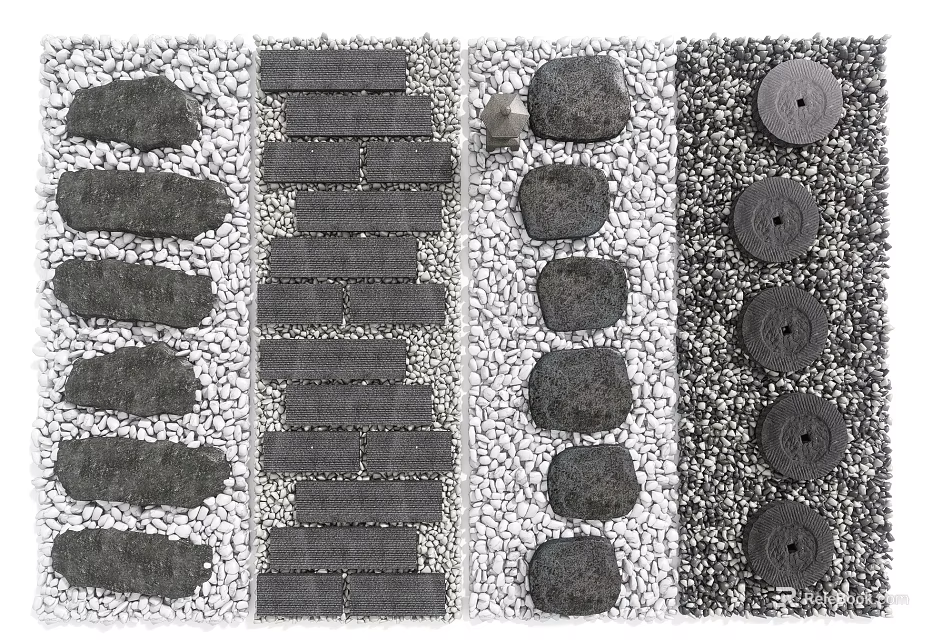 Different Types of Stepping Stones for Garden Path Design and Landscaping 3d model 