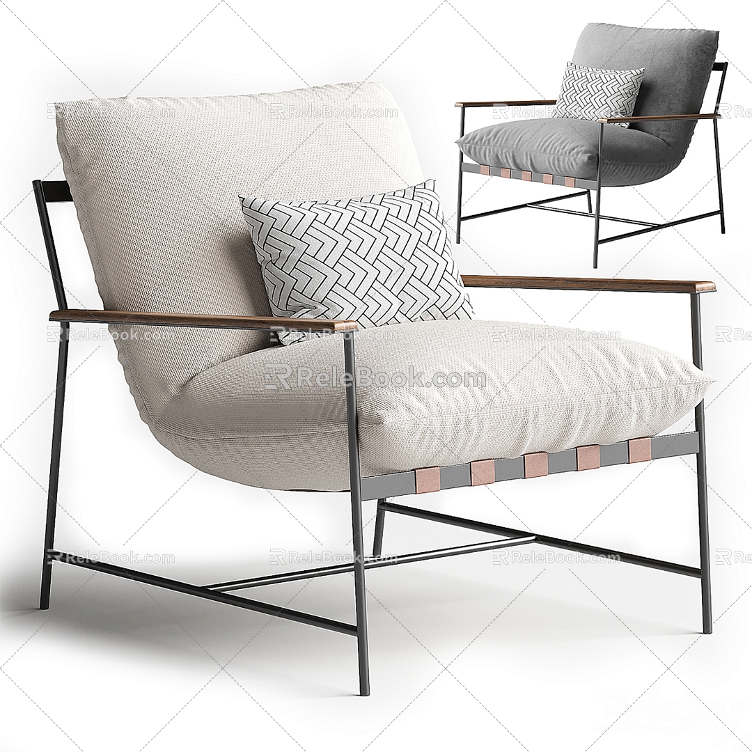 Modern Denver Modern Metal Fabric Leisure Chair 3d model