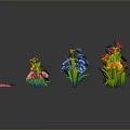 Colorful Decorative Plants With Vibrant Yellow Pink And Blue Flowers