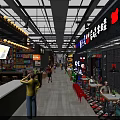 Vibrant Restaurant With Bustling Atmosphere Various Food Displays And Cozy Dining Areas