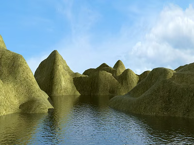 Modern Mountains Natural Mountains and Rivers 3d model