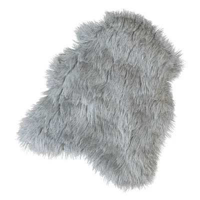 Gray Fluffy Shaped Rug With Soft Faux Fur Texture And Irregular Design 3d model