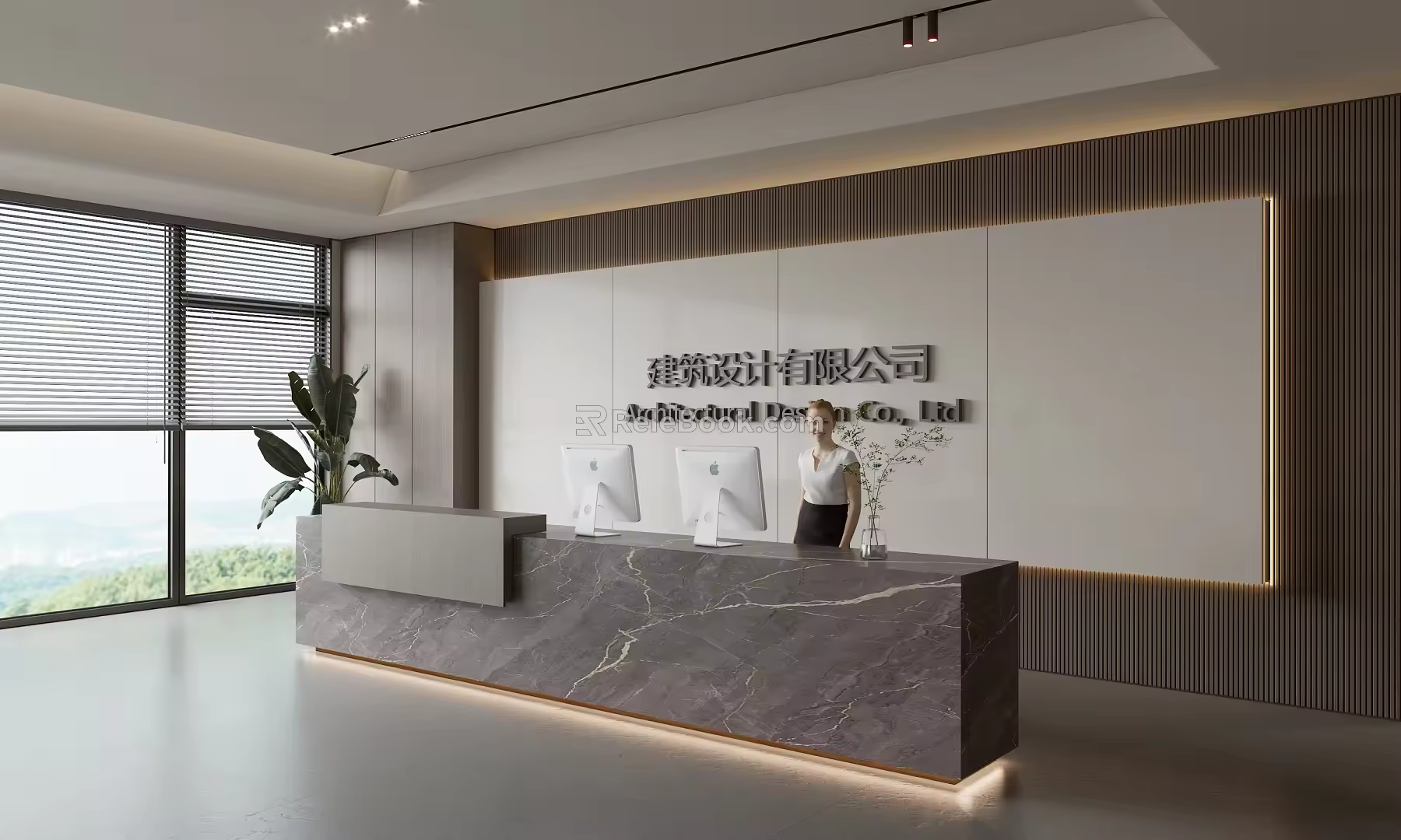 Modern Front Desk Background Wall Simple Background Wall Front Desk Reception Area Background Wall Company Front Desk Background Wall 3d model