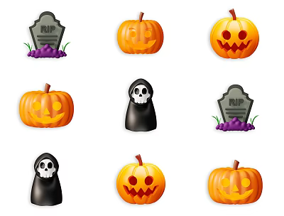 Modern Halloween Wall Decoration Pendant Halloween Pumpkin Lantern Jack Lantern Monster Toy Hand Ornaments Halloween Ghost Ghost Ornaments 3d model