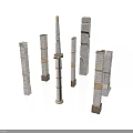 Architectural Column Models Featuring Various Styles Stone Brick And Gold Accents