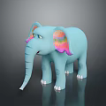 Cute Light Blue Elephant Cartoon Toy With Rainbow Colored Ears And White Toes